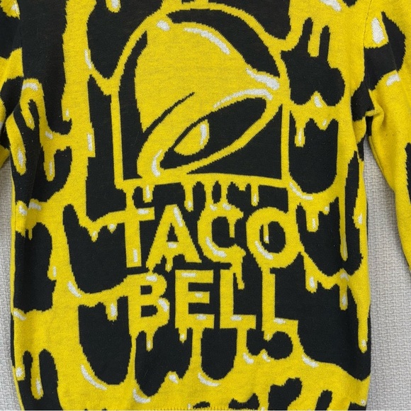 Taco Bell Drippy Nacho Holiday Ugly Christmas Sweater Small Yellow - Picture 2 of 7
